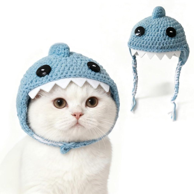 Dog and cat Knitted Headgear Hats -Stylish Accessories & Clothes Light & Soft Yarn Dog Hats Adjustable Cute Hats for Small Dogs,Cats,Party,Birthday,Outdoor(Blue