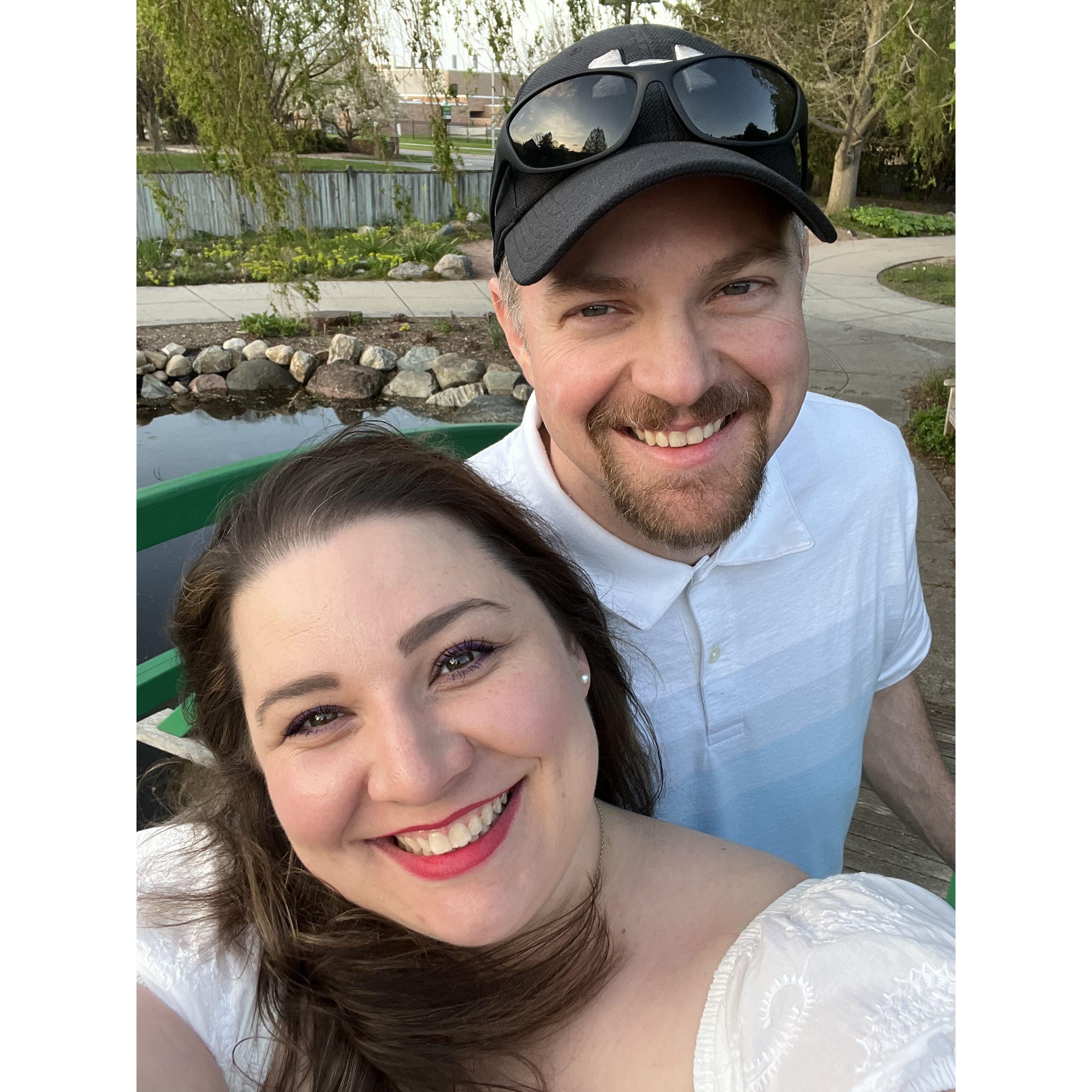 Soaking in springtime at the MSU gardens.