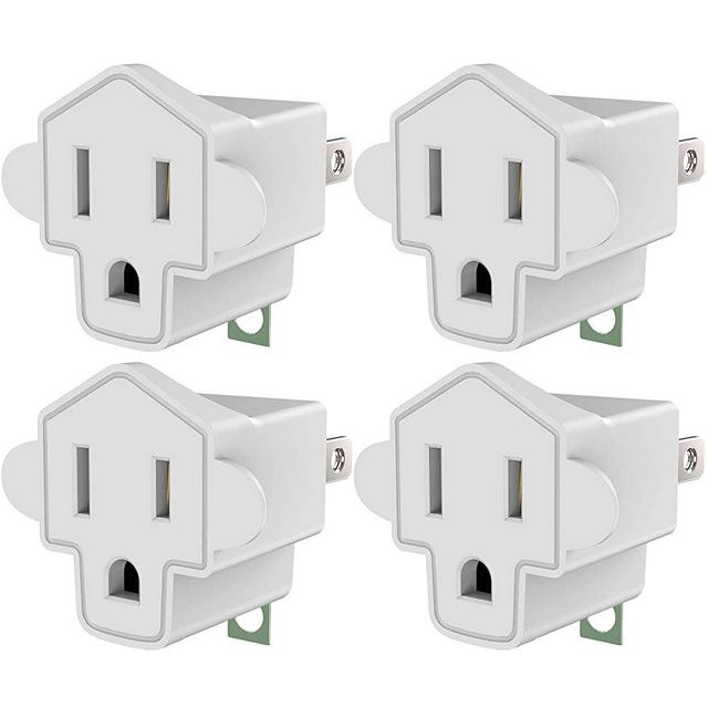 ETL Listed 3-2 Prong Grounding Outlet Adapter, JACKYLED 3 Prong to 2 Prong Adapter Converter, Portable Fireproof 200℃ Resistant Heavy Duty Wall Outlet Plug for Household Appliances Industrial, 4 Pack