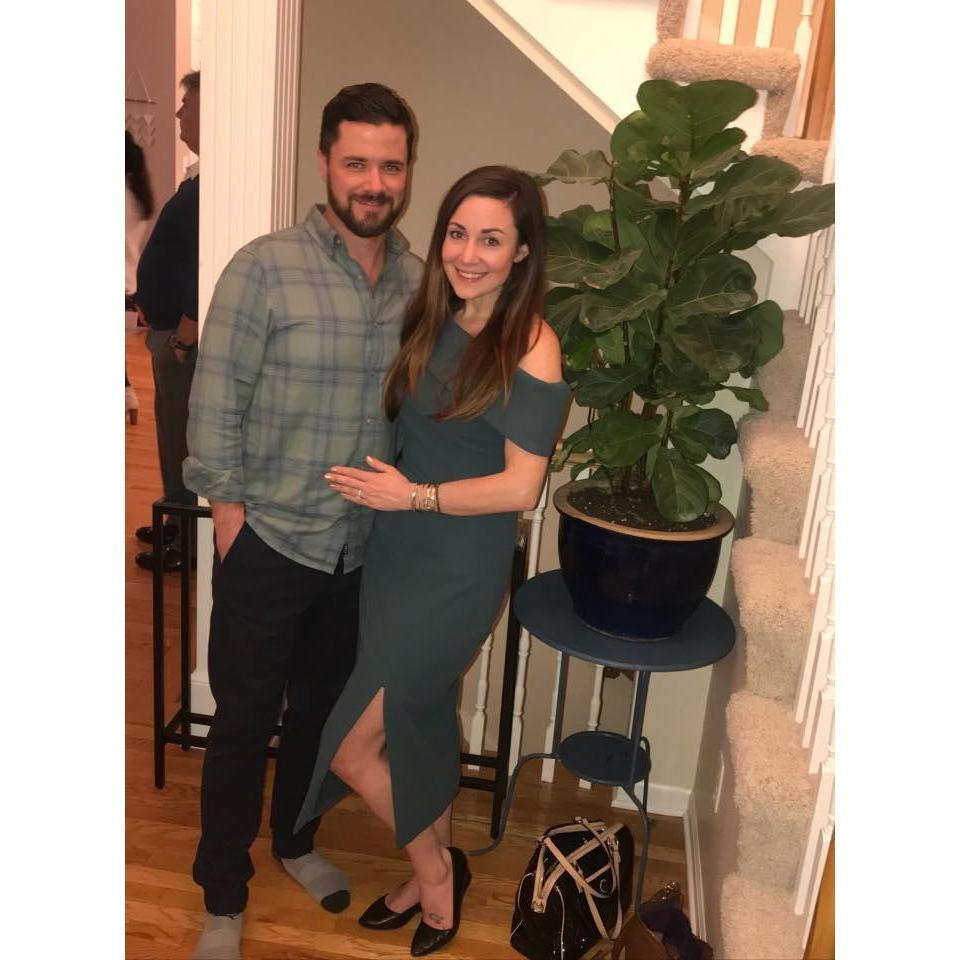 Smiling despite the snowstorm at our engagement party