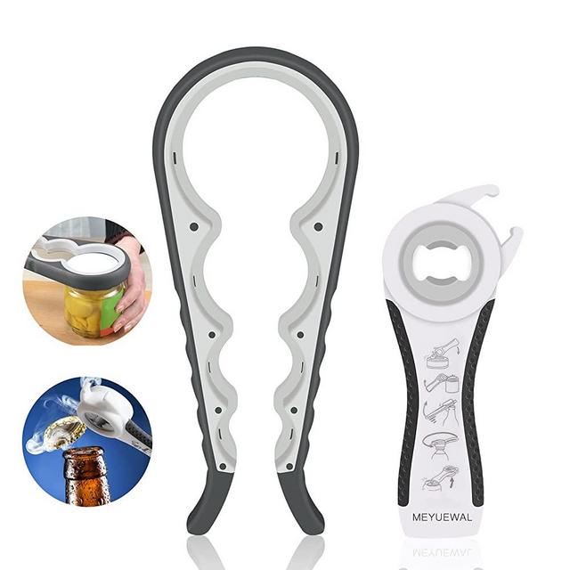 Jar Opener, 5 in 1 Multi Function Can Opener Bottle Opener Kit with  Silicone Handle Easy to Use for Children, Elderly and Arthritis Sufferers  (Apple