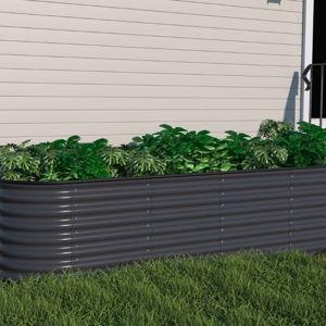 Heise 9 In 1 Modular Galvanized Steel Raised Garden Bed - Gray, 24" H x 96" W x 48" D