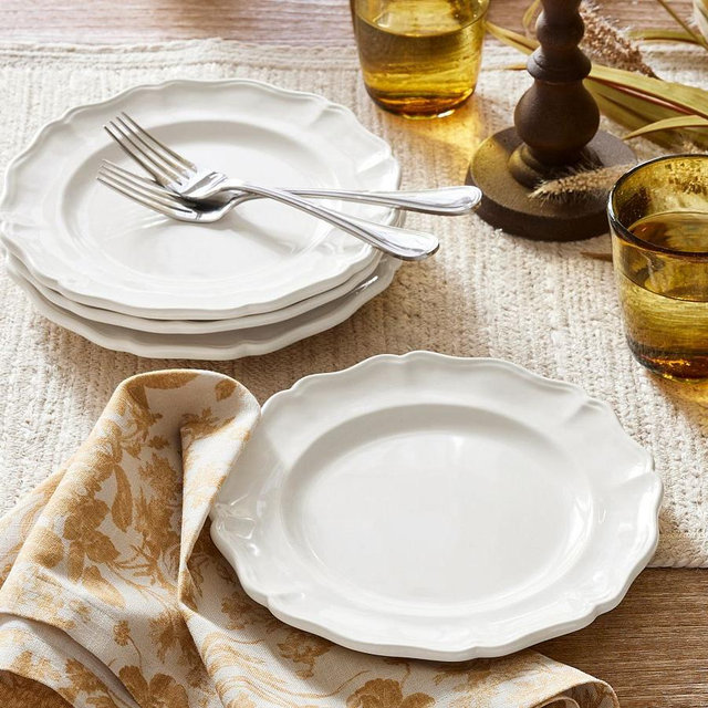 Heirloom Stoneware scalloped bread plates - set of 4
