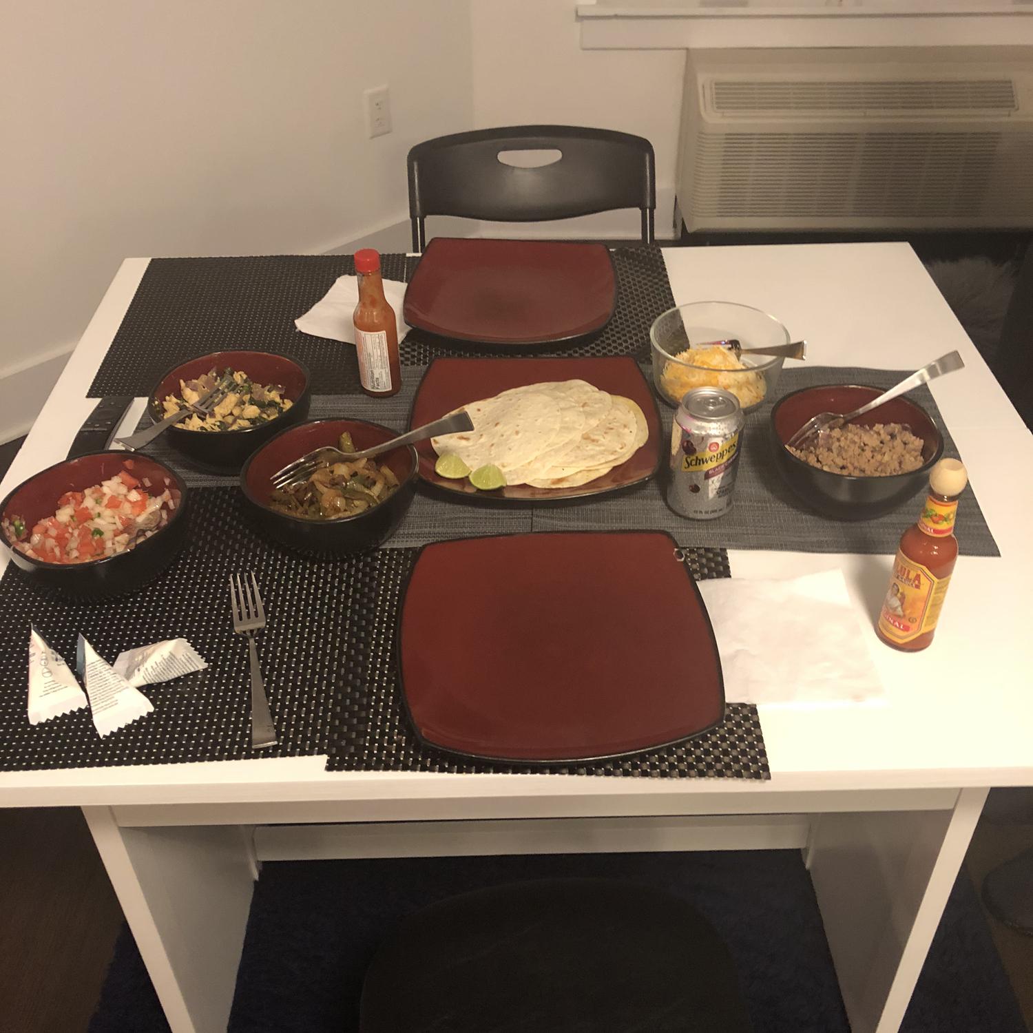 Our first date was dinner and two movies (one of them was Cats (2019)). Our second was making a taco spread, the first time we ever cooked together ❤️