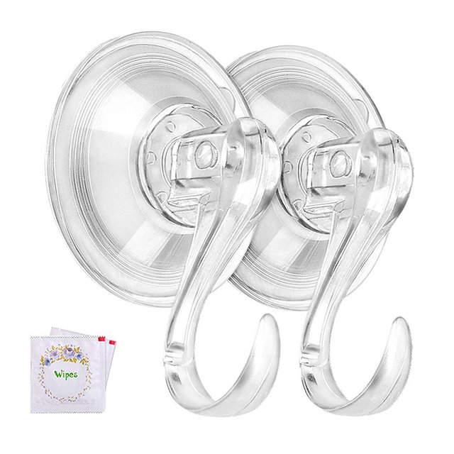 VIS'V Wreath Hanger, Large Clear Reusable Heavy Duty Wreath Hanger Suction Cup with Wipes 22 LB Strong Window Glass Suction Cup Hooks Wreath Holder for Wreath Halloween Christmas Decorations - 2 Packs
