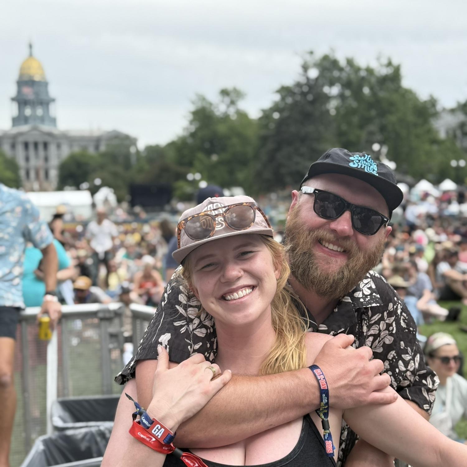 At Outside Fest last year. We both love live music, one of our favorite things to do together!