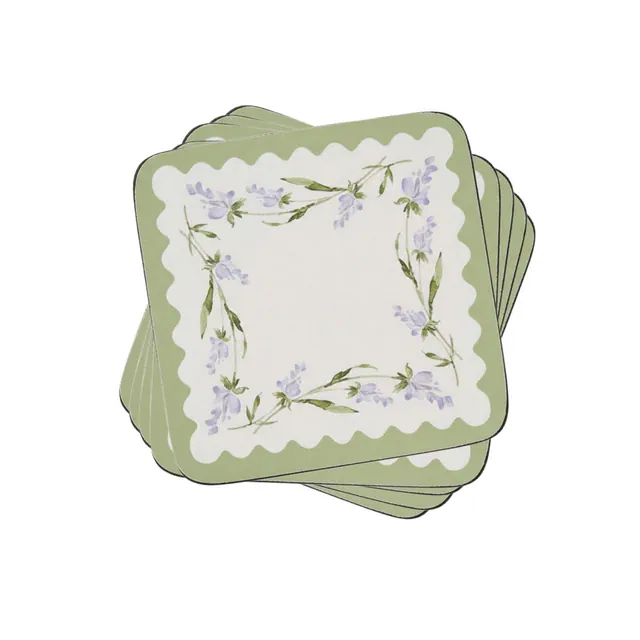 Pimpernel Lavandula Square Coasters - Set of 6, Heat-Resistant Table Décor