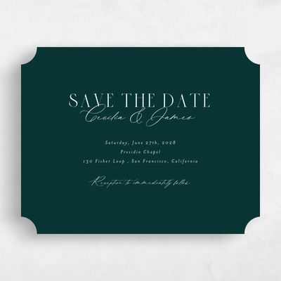 Green Ticket Wedding Save the Date - Shahira Landscape