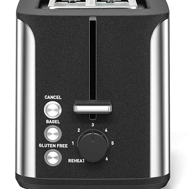 Toaster 2 Slice Stainless Steel Prime Rated Toasters 6 Bread Shade Settings Bagel/Cancel/Gluten Free/Reheat Functions, 900 Watt, Compact Toaster with Extra Wide Slots, Removable Crumb Tray