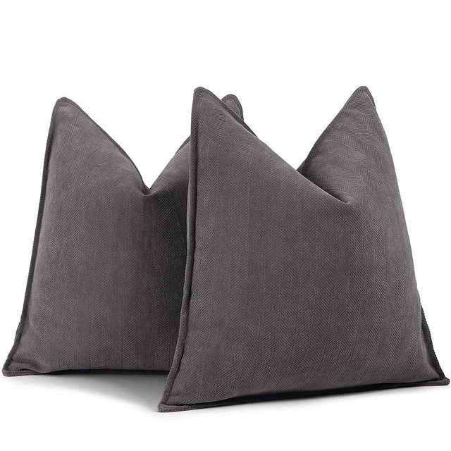 ZWJD Rustic Gray Pillow Covers 18x18 Set of 2 Chenille Pillow Covers with Elegant Design Soft and Luxurious Decorative Throw Pillows for Couch, Bed, and Home Decor