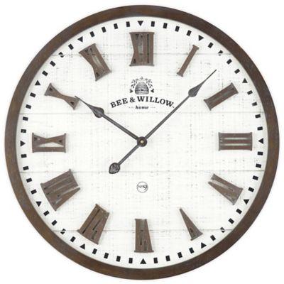 Bee & Willow™ Home Rustic Wood & Roman Grill Wall Clock in Brown/Cream
