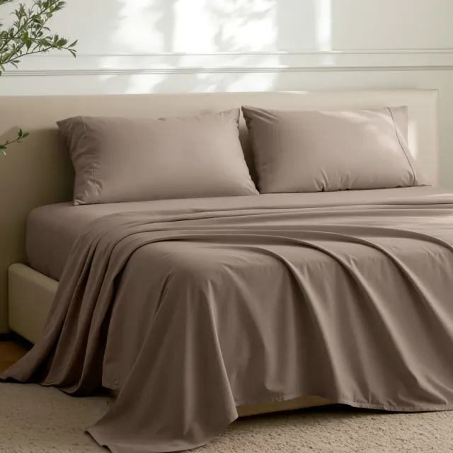4 Piece Ultra Soft Easy Care Sheet Set with Envelope Pillowcases by Bare Home - King, Taupe