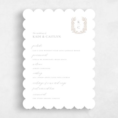 White Scalloped Wedding Program - Mirra