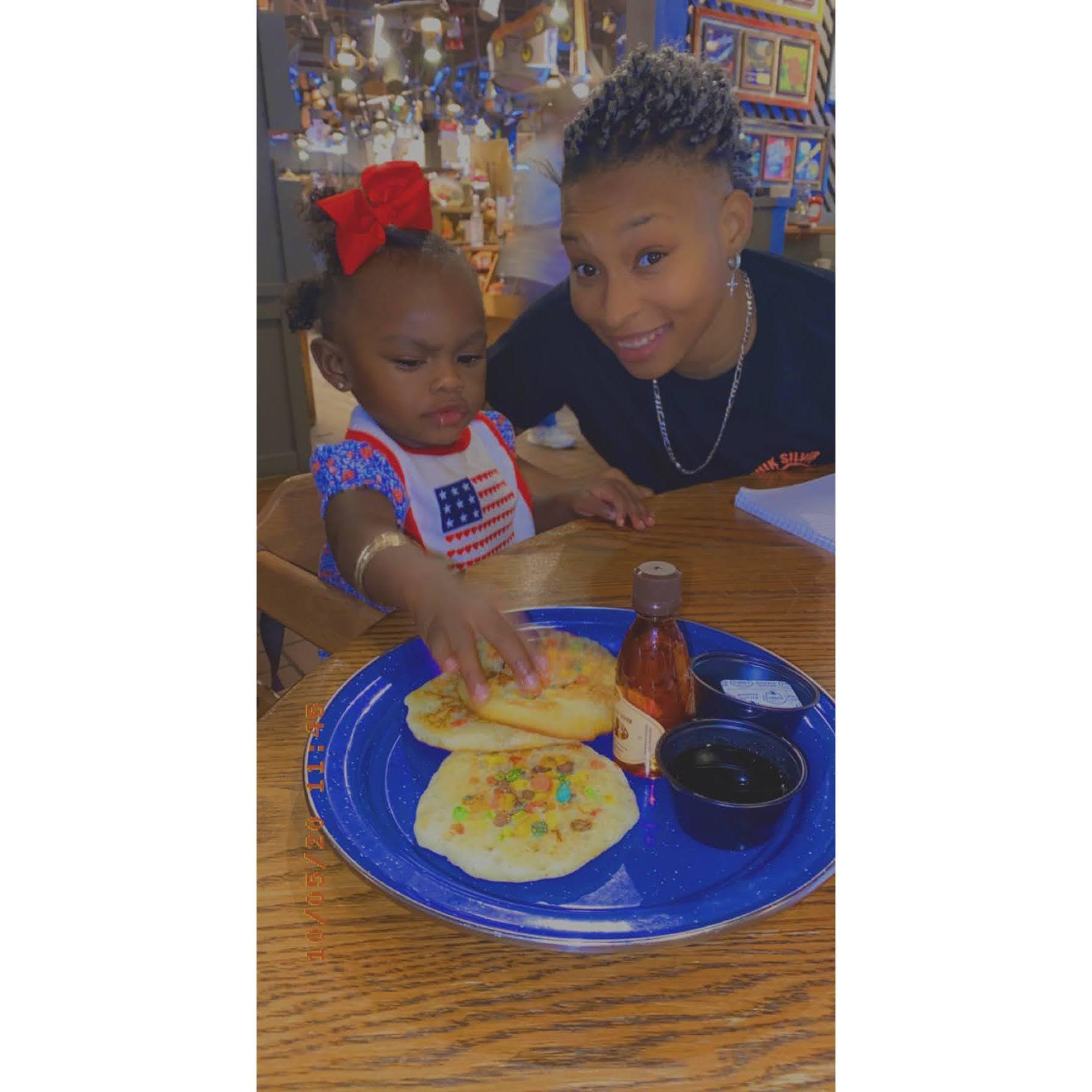 Taking Aniyah to Shaniqua's Favorite Restaurant.
