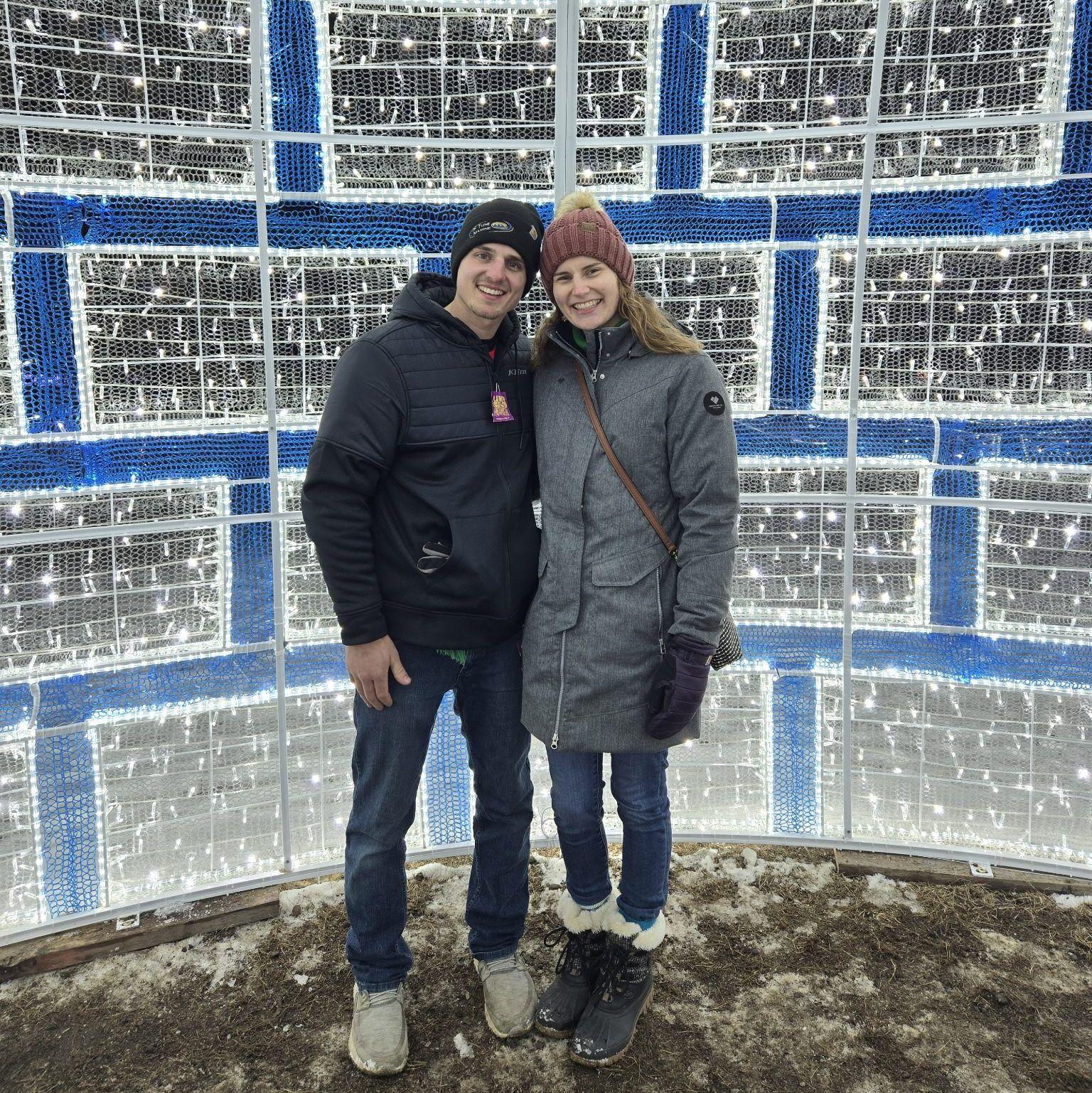 Enjoying Christmas lights during our first Christmas together in 2024