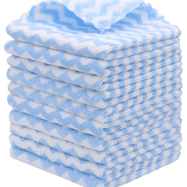 HFGBLG Microfiber Cleaning Cloth Lint Free Cleaning Rags, 10 Pack Fast Drying Dish Rags for Cleaning, Super Absorbent Kitchen Dish Cloths for Wash Dishes,12 in x 12 in (Blue)