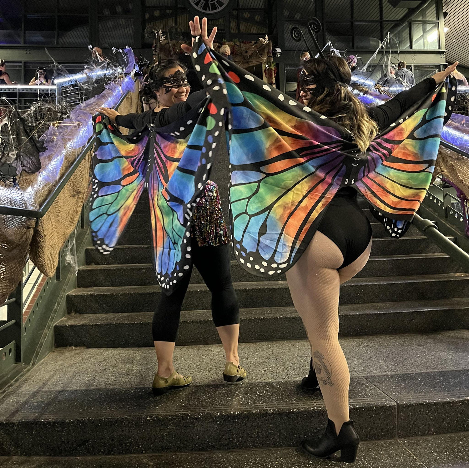 Halloween butterfly baddies at the ball we wrongfully assumed would include dancing- ha!