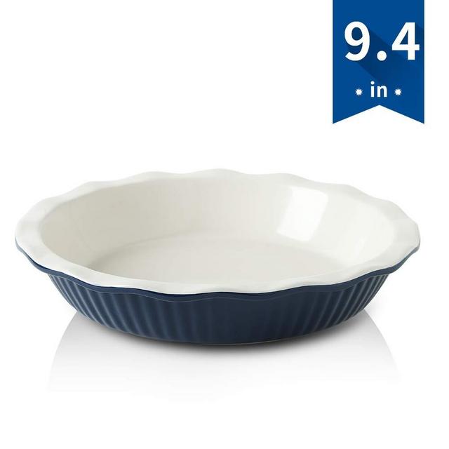 KOOV Pie Pan, 9 Inches Pie Plate, Round Baking Dish for Cooking, Dessert Dinner, Kitchen (Aegean)
