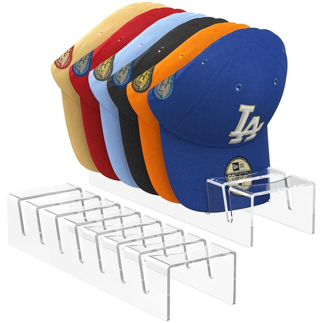 2 Pack Hat Organizer for Baseball Caps, Acrylic Hat Rack, Clear Baseball Hat Holder, Hat Display Stand for Closet, Baseball Cap Organizer, Cap Display Holder Stand
