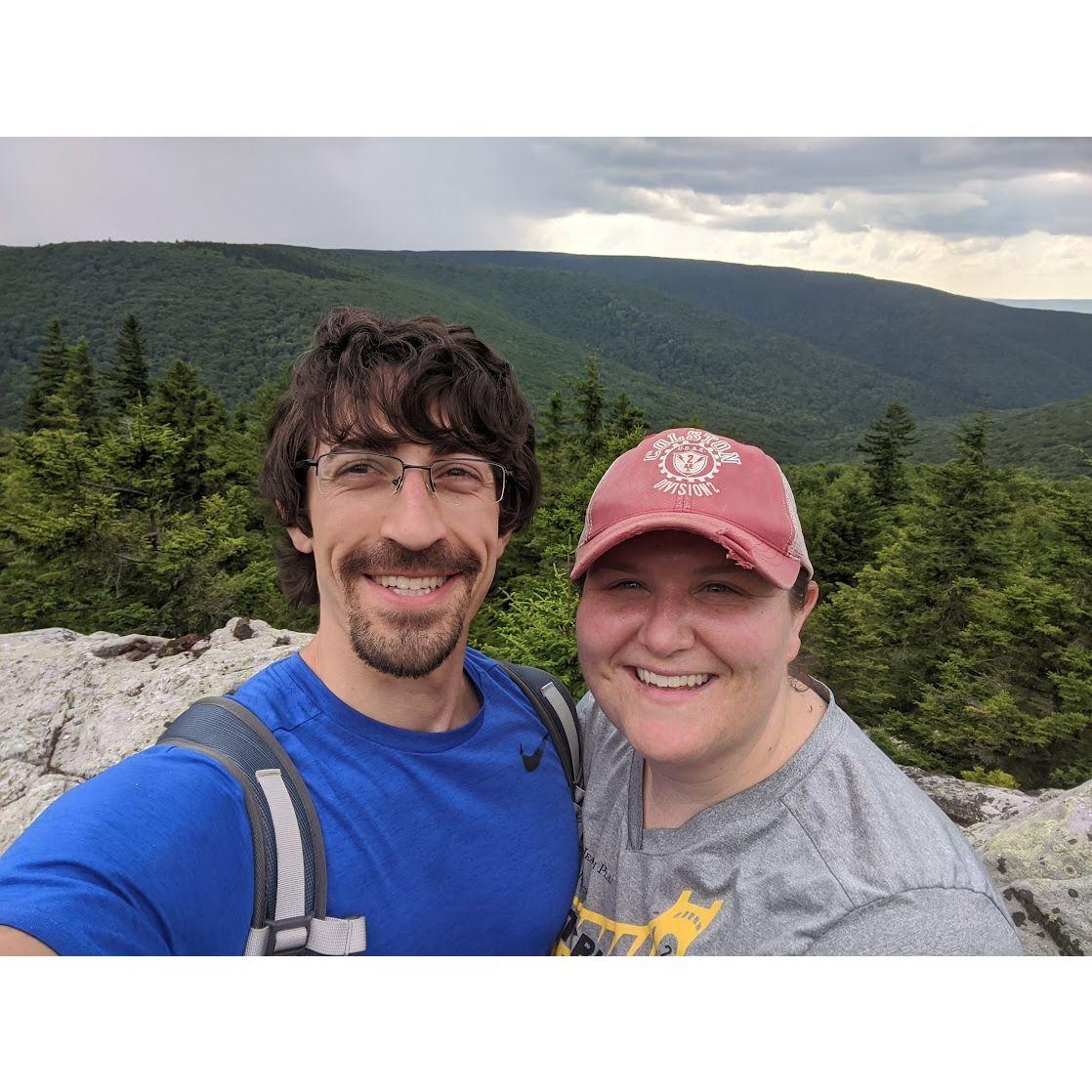 Our first trip together was to Davis, WV. This photo was on top of a mountain at Dolly Sods Wilderness. July 2020