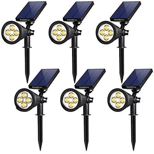 InnoGear Upgraded Solar Lights 2-in-1 Waterproof Outdoor Landscape Lighting Spotlight Wall Light Auto On/Off for Yard Garden Driveway Pathway Pool, Pack of 6 (Warm White)