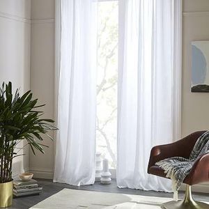 Sheer Belgian Flax Linen Curtain - White