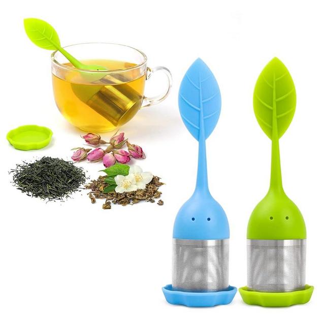 Silicone Tea Infusers for Loose Tea, 2 Pack Silicone Tea Steeper Fine Mesh Loose Tea Filter Silicone Lid Tea Cup Filter for Loose Leaf Tea or Herbal Tea(Green, Blue)
