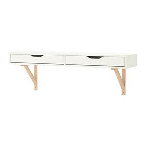 EKBY ALEX / EKBY VALTER Shelf with drawer, white, birch