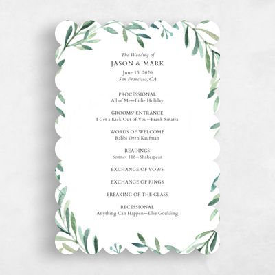 Green Scalloped Wedding Program - Eastwick