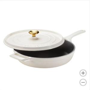 Tramontina 12" Enameled Cast Iron Skillet with Lid in White Color