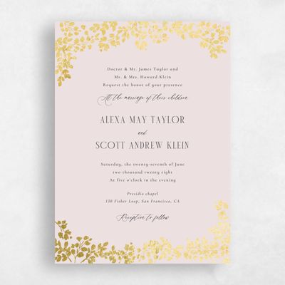 Light Mauve, Pink Wedding Invitation - Calla Classic Foil