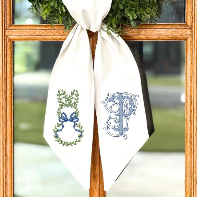 Personalized Greenery Bunny Wreath Sash – Monogrammed Spring & Easter Door Décor