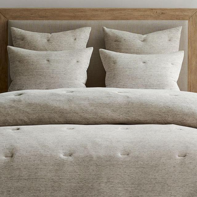 Neutral Belgian Flax Linen Jersey Comforter, King/Cal. King