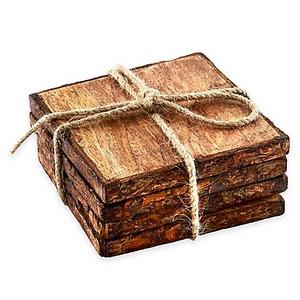 Thirstystone® Square Mango Wood Bark Coasters (Set of 4)