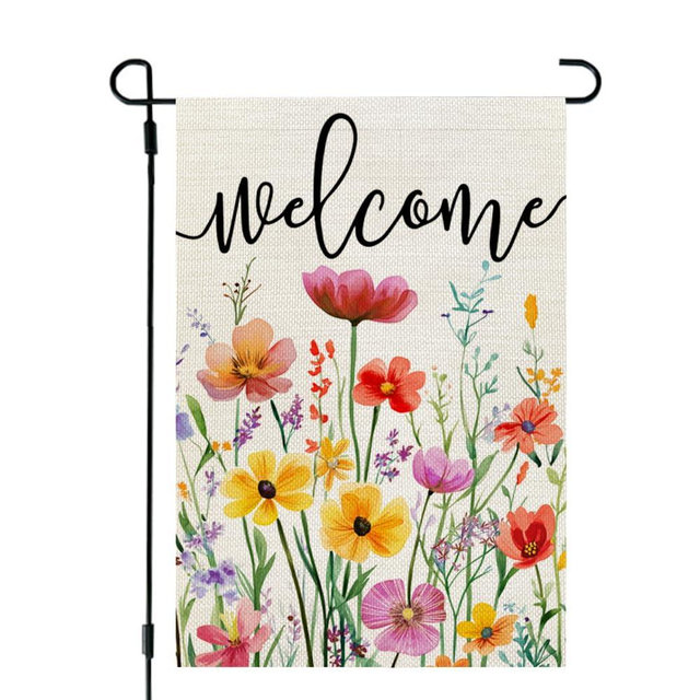 CROWNED BEAUTY Spring Garden Flag Wildflowers Floral Double Sided 12x18 Inches Small Burlap Welcome Holiday Seasonal Yard Decoration for Outside Porch CF1761-12