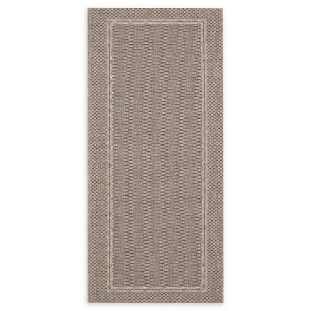 Desert Sand Border 1'11 x 6'11 Power-Loomed Indoor/Outdoor Runner in Tan