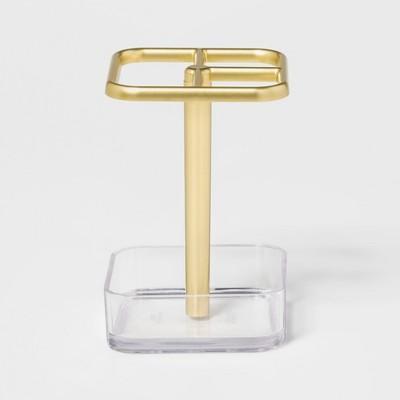 Plastic Square Toothbrush Holder Gold/Clear - Room Essentials™