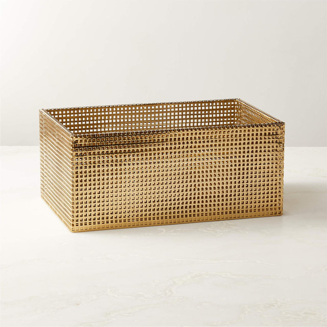 Tegan Perforated Brass Metal Storage Basket