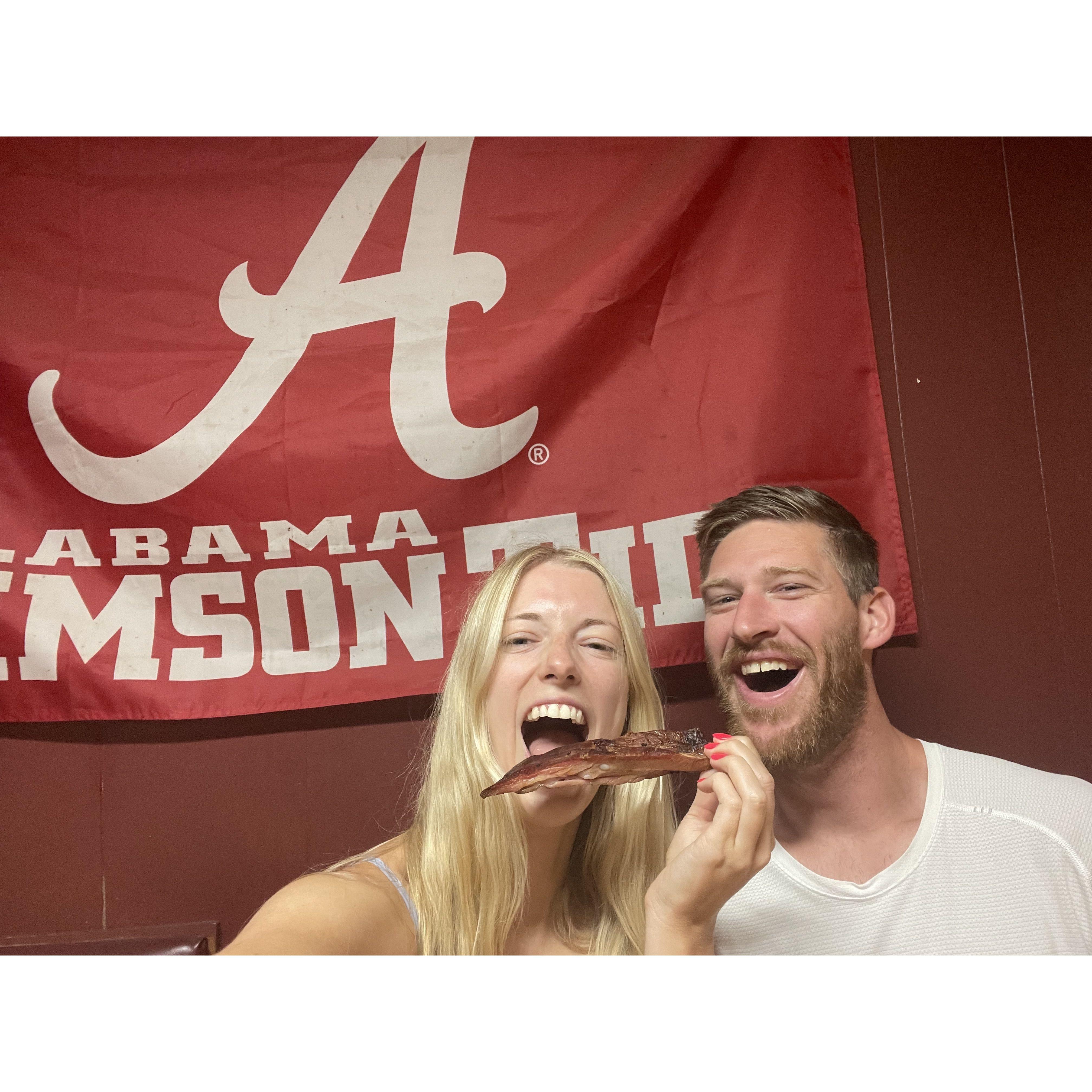 Eating ribs in Alabama!