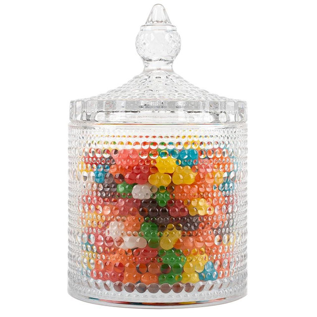 Cystone Hobnail Glass Candy Jars with Lid-22 OZ, Vintage Container for Cookie, Nut, Dried Fruit Storage, Biscuit Barrel, Decorative Glass Jars for Candy Buffet, Jewelry Box, Apothecary Jar