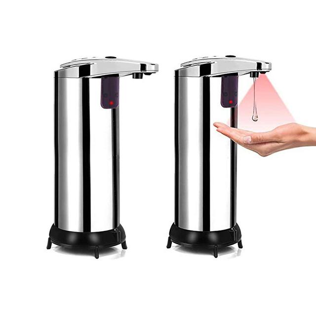 Automatic Soap Dispenser, 2 Pack Touchless Soap Dispenser, Infrared Stainless Steel Automatic Soap Dispenser, Hands Free Soap Dispenser for Bathroom Kitchen Hotel Restaurant with Waterproof Base