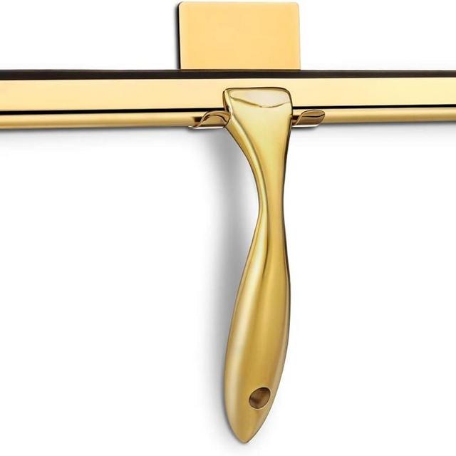 HIWARE All-Purpose Shower Squeegee for Shower Doors, Bathroom, Window and Car Glass - Brass, Stainless Steel, 12 Inches