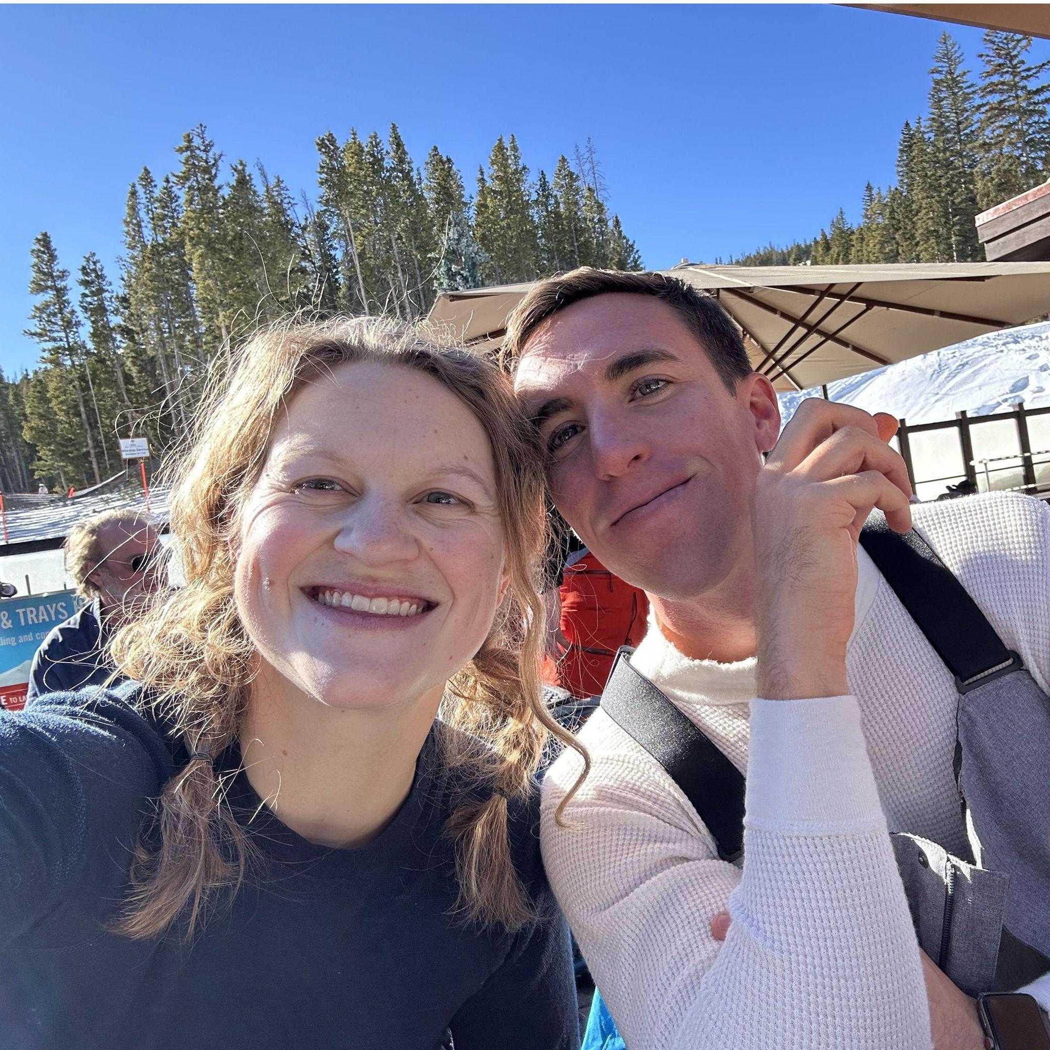 Skiing during a bluebird day at Breckenridge!