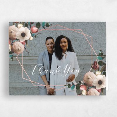 Red Bordered Wedding Thank You - Camellia Portrait