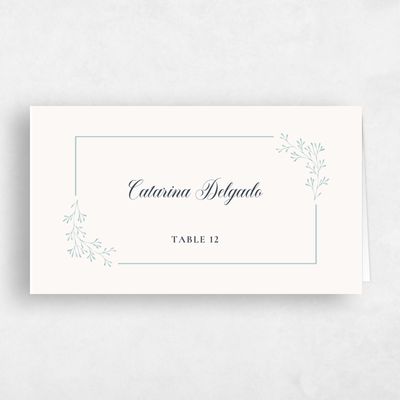 Light Teal, Green Wedding Place Card - Estera