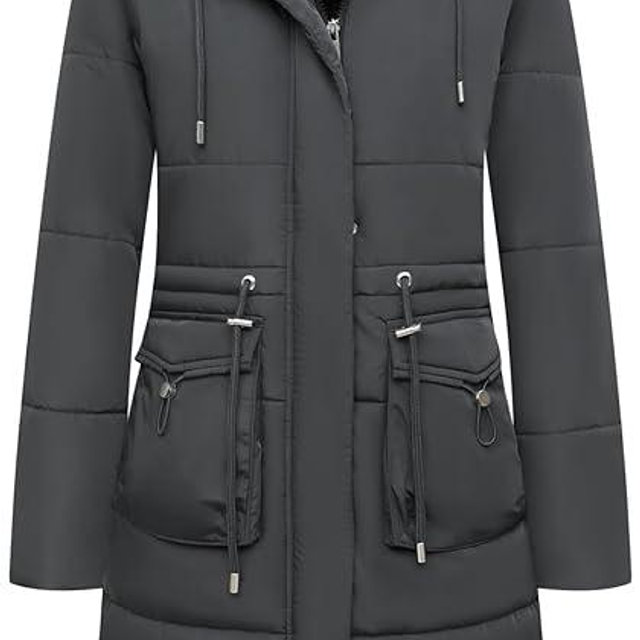 MOERDENG Women's Long Winter Puffer Coat Waterproof Warm Maxi Down Jacket Faux Fur Removable Hood Parka