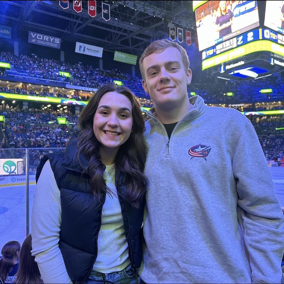 Christmas 2024 and the first of several games we've gotten to watch together. Go CBJ!