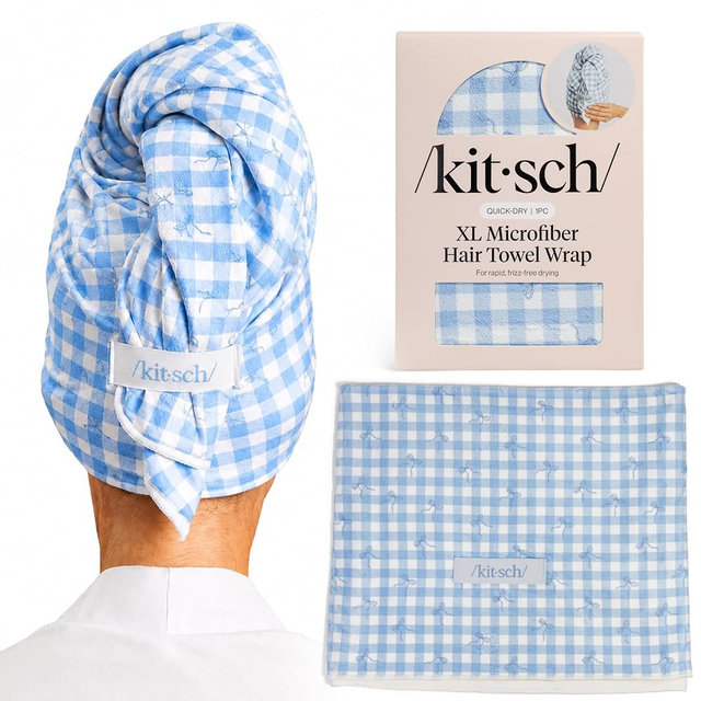 Kitsch Plush Microfiber Hair Towel Wrap for Women – Ultra Absorbent Microfiber Bath Towels for Wet, Curly, Long or Short Hair – Anti-Frizz Hair Wrap, Great Hair Care Gifts for Women