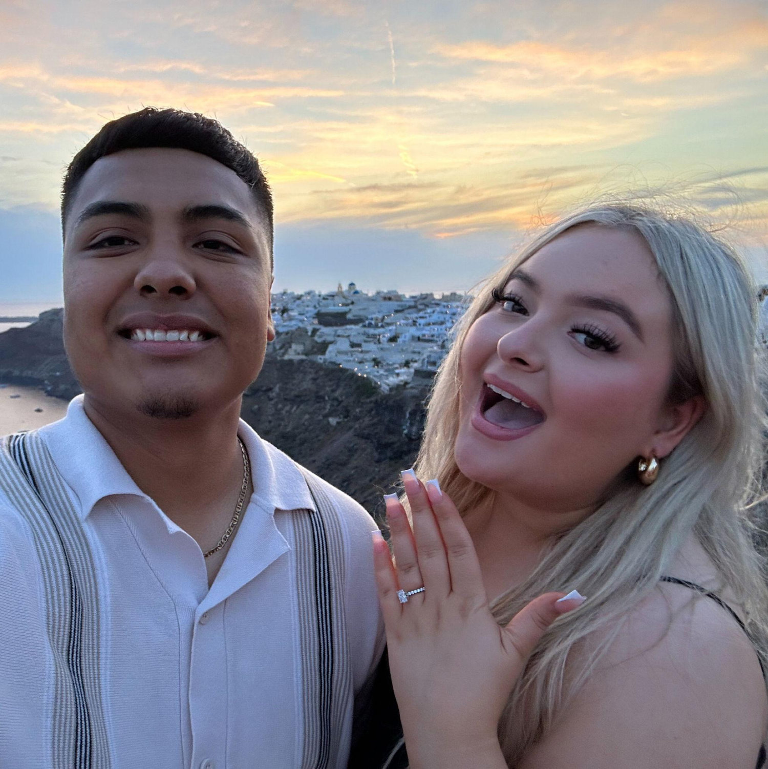 showing off the ring after the proposal!