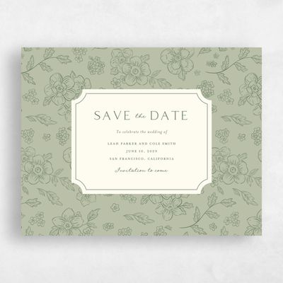 Olive Sage, Green Wedding Save the Date - Selindra Landscape